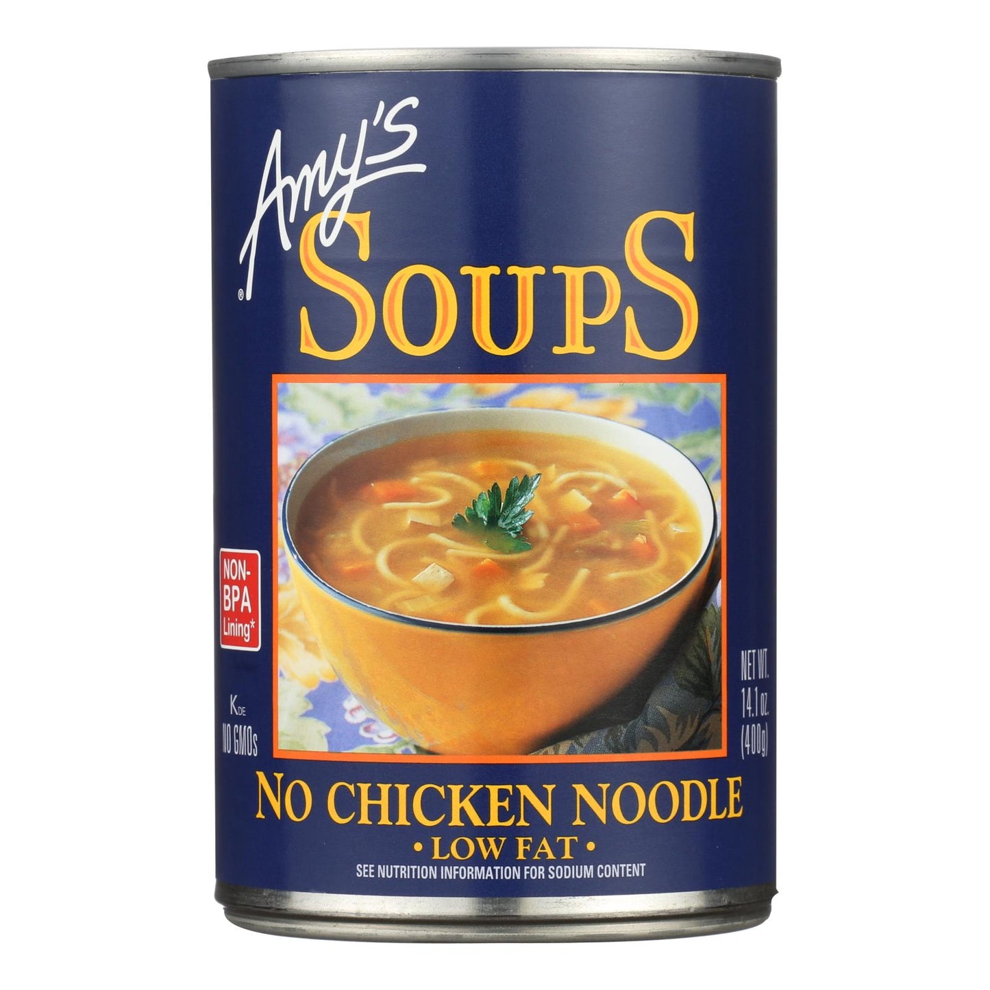 Amy's - Sopa de fideos orgánica baja en grasa y sin pollo - Caja de 12 - 14.1 oz