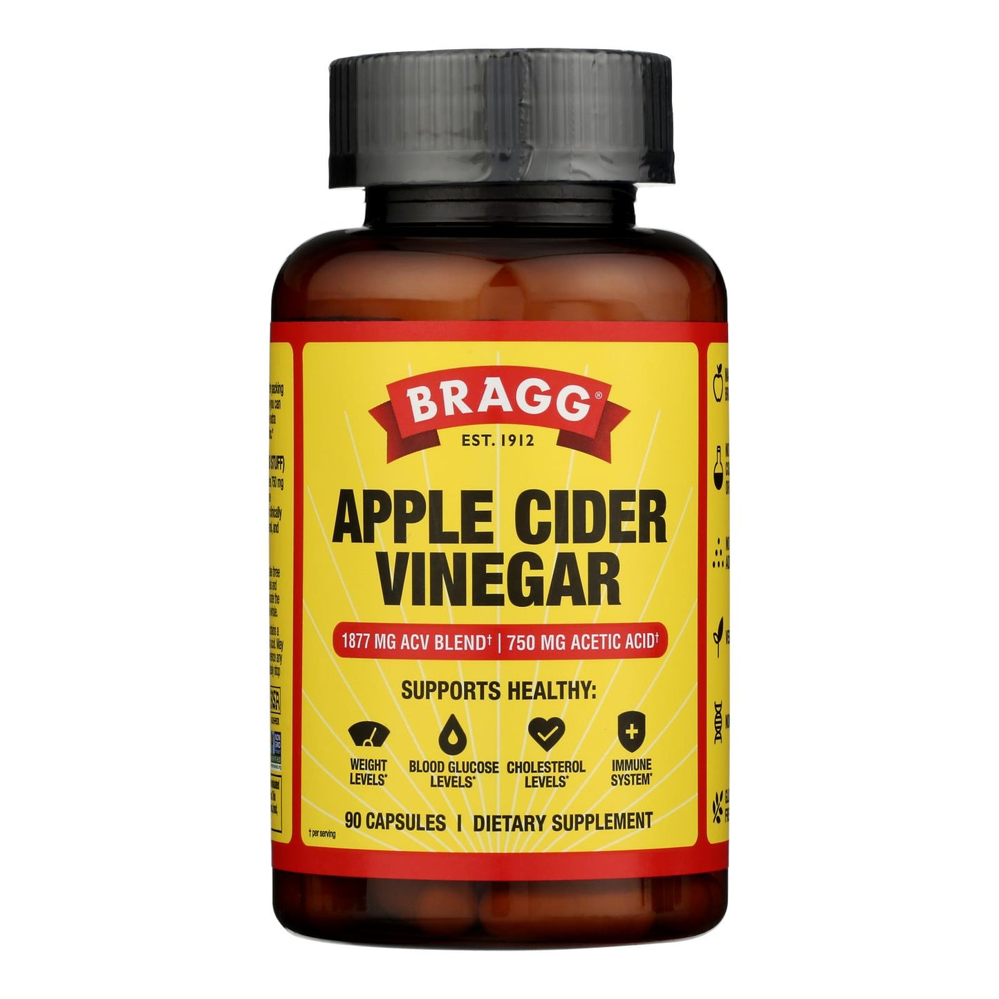 Bragg - Vinagre de sidra de manzana Supp - 1 cada uno - 90 tapas