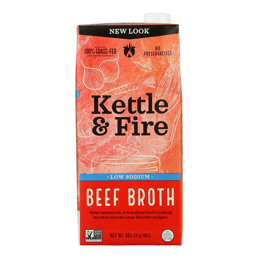 Kettle And Fire - Ckng Brth Beef Bajo en Sodio - Caja de 6-32 Oz