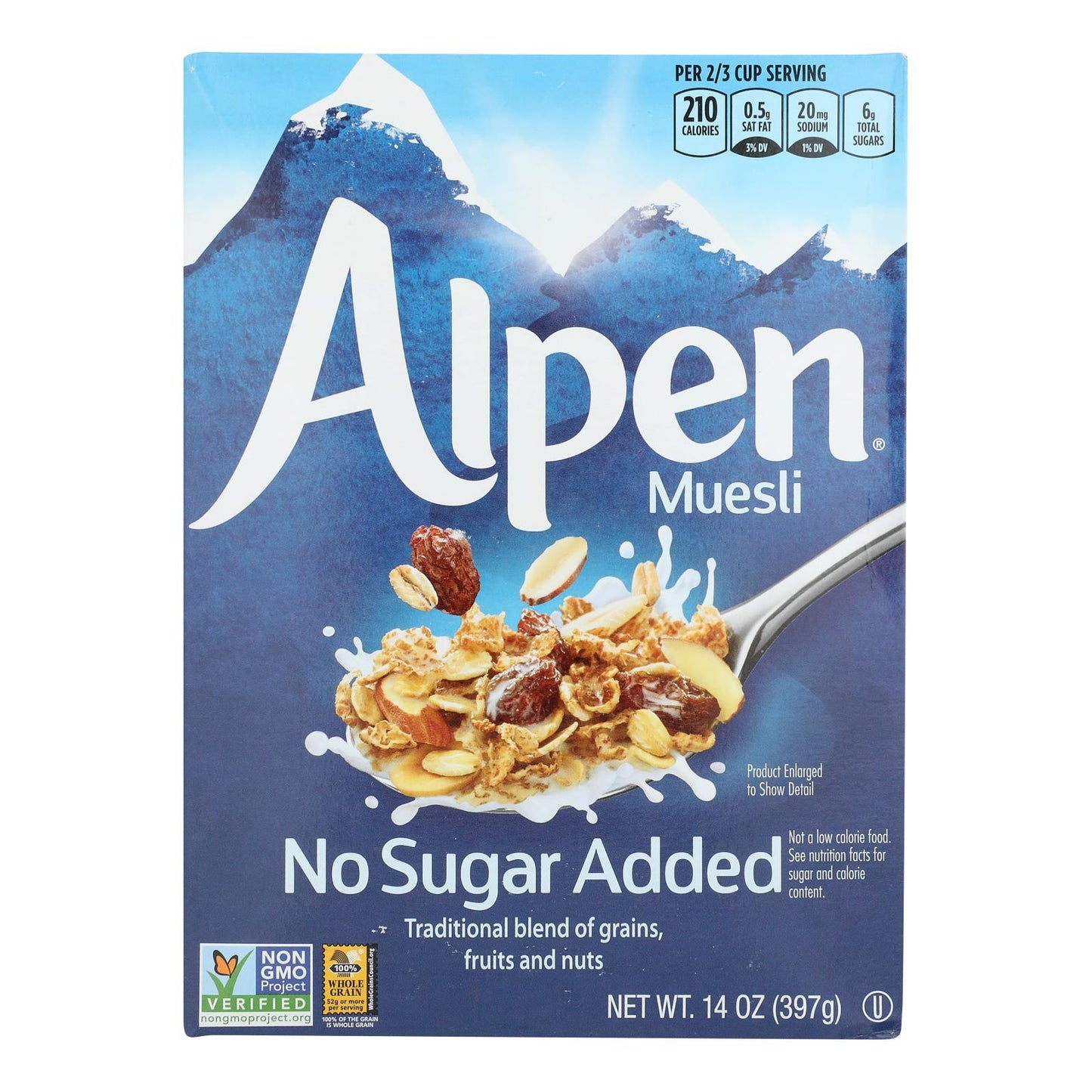 Alpen 无添加糖麦片 - 12 盒装 - 14 盎司。