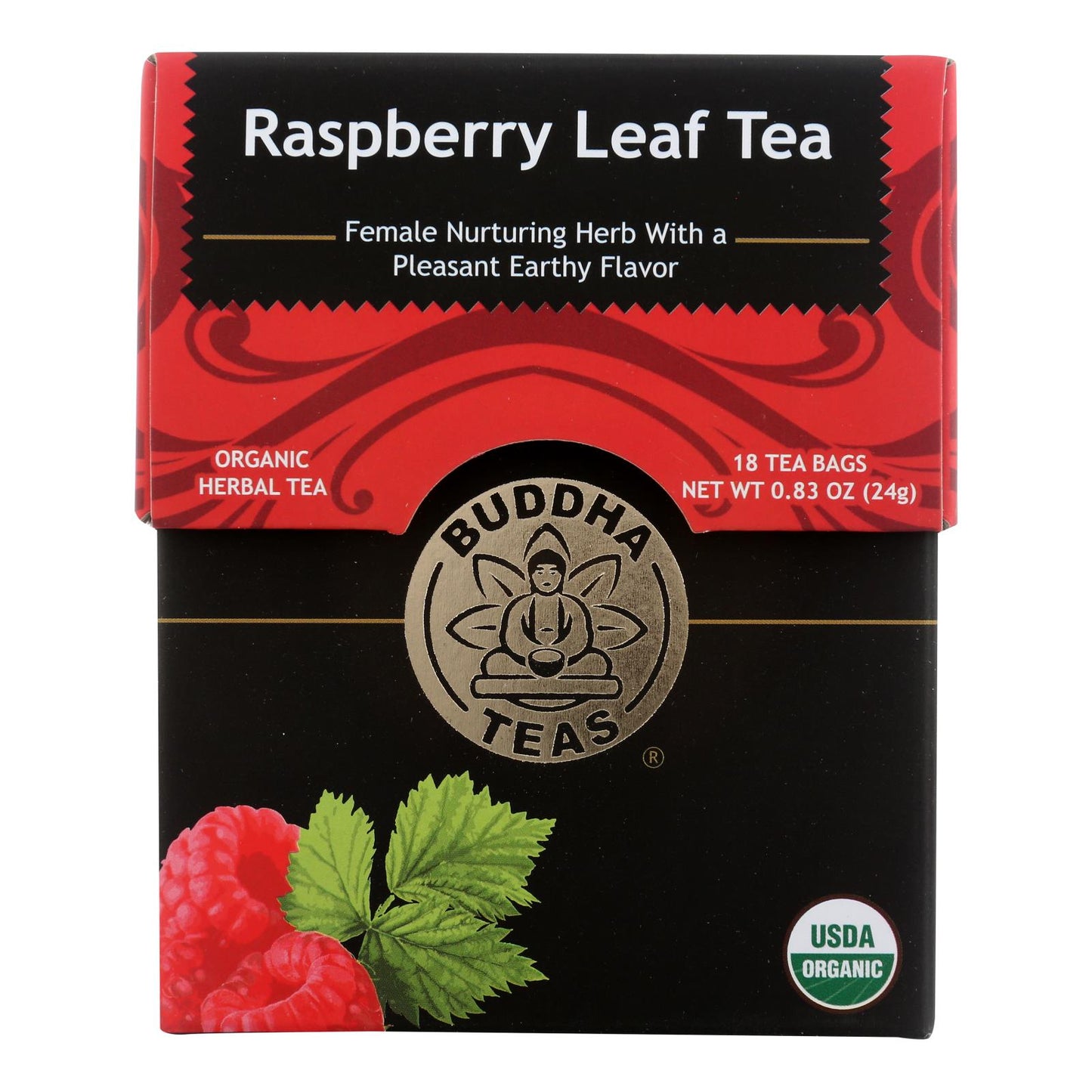 Buddha Teas - Organic Tea - Raspberry Leaf - Case Of 6 - 18 Count