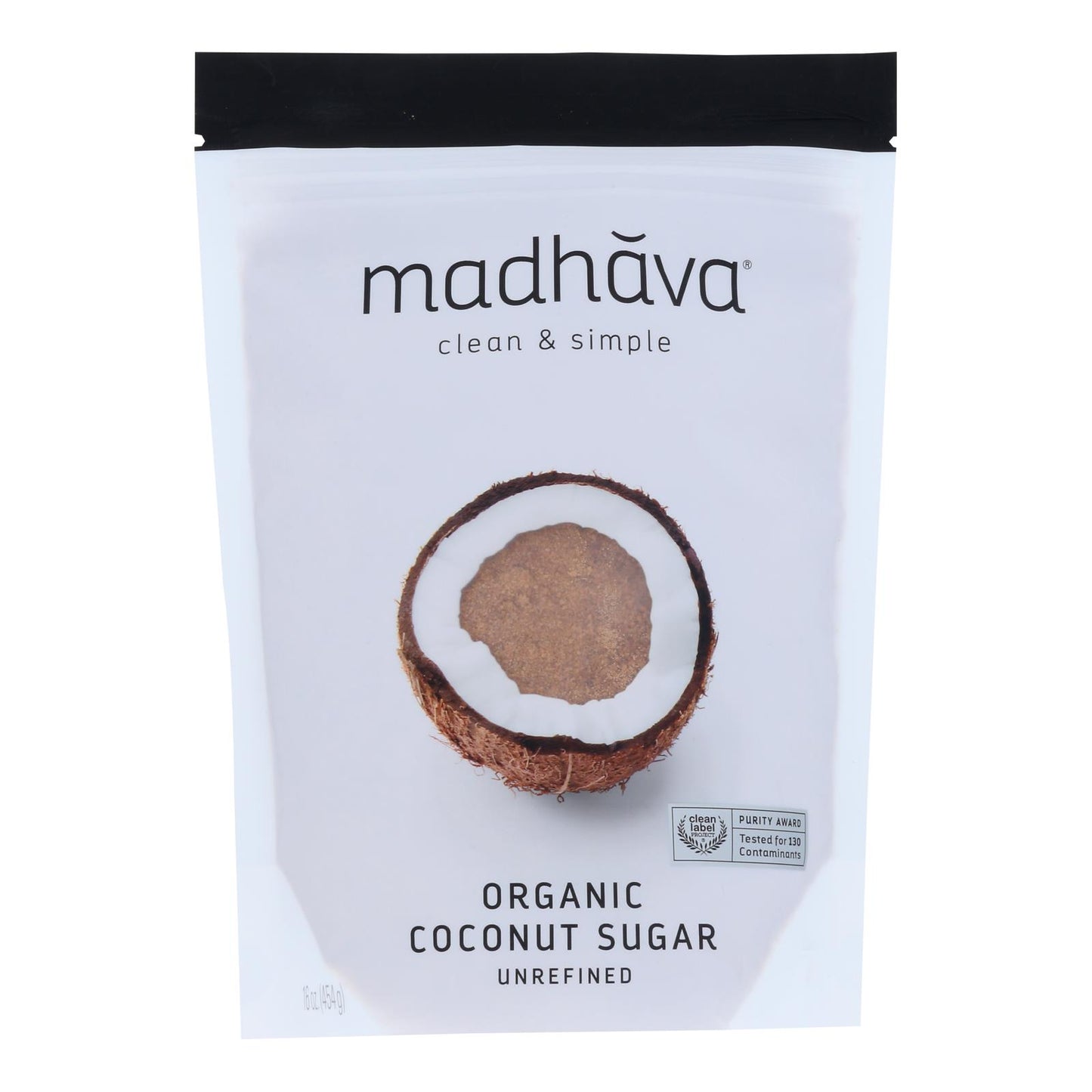 Azúcar de coco orgánico Madhava Honey - Caja de 6 - 16 oz.