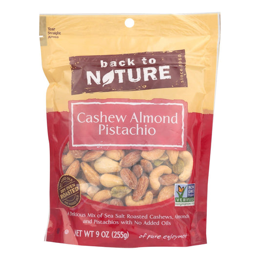 Back To Nature Mezcla de pistacho, almendra y anacardo - Caja de 9 - 9 oz.