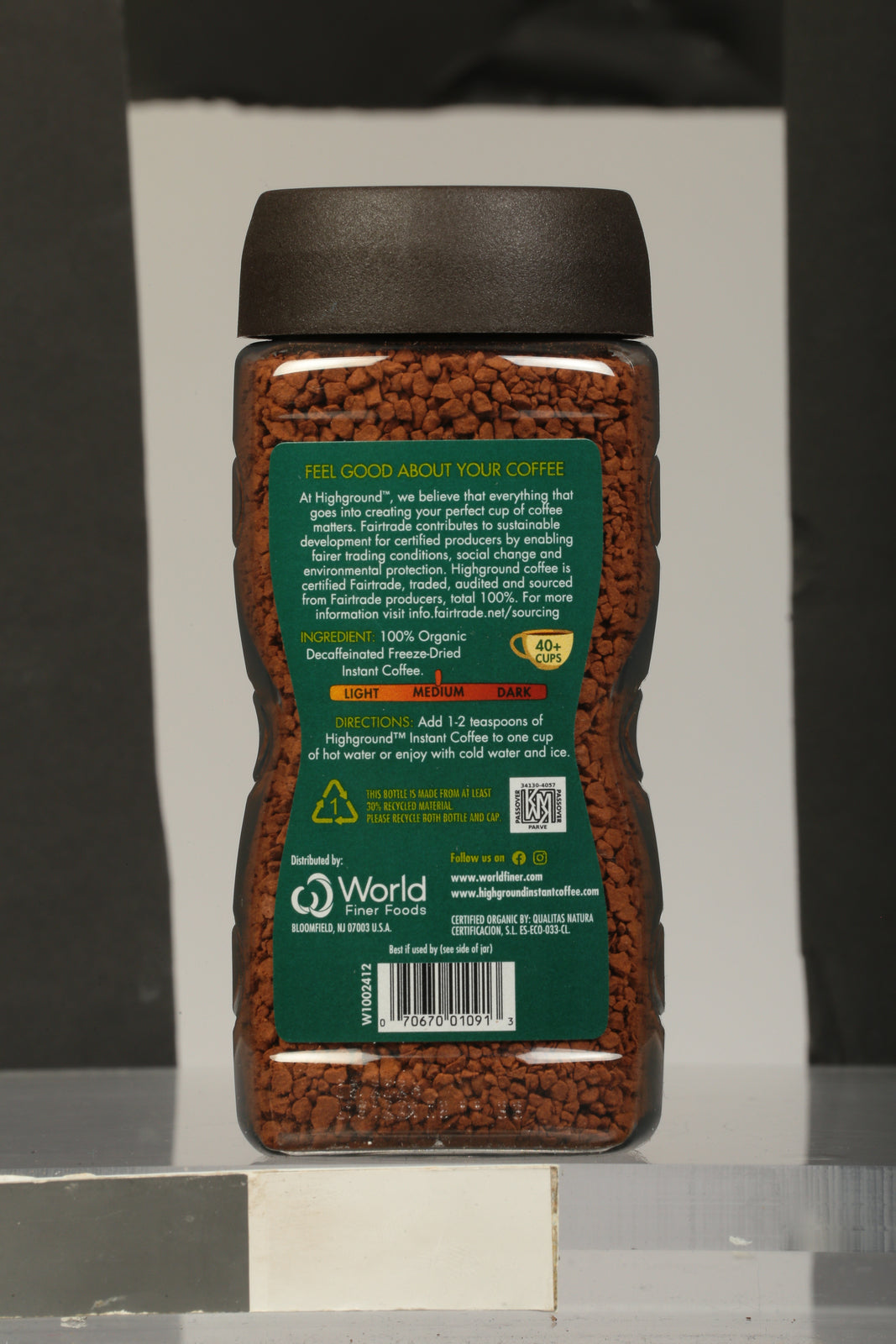 Highground - Café descafeinado instantáneo - Caja de 6 - 3.53 Oz