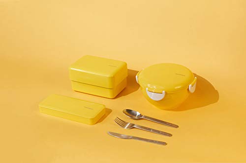 TAKENAKA CUTLERY CASE A set of Fork, Knife, and Spoon, Eco-Friendly Lunch Accessory, Made in Japan, Bento Box (Lemon Zest)