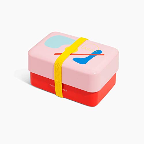 TAKENAKA POKETO x Limited Model, Pool color, Perfect for Lunch Bento Time, Made in Japan (POKETO Nibble Bento Box(Pink x Red))