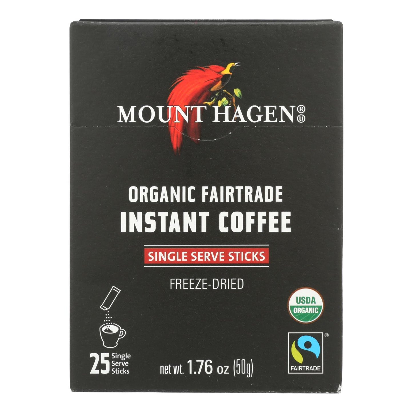 Mount Hagen - Café instantáneo orgánico de comercio justo 25 palitos de una sola porción 25 ct - Caja de 8 - 1,76 oz