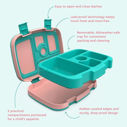 Bentgo Kids Prints Leak-Proof, 5-Compartment Bento-Style Kids Lunch Box - Ideal Portion Sizes for Ages 3-7, Durable, Drop-Proof, Dishwasher Safe, & Made with BPA-Free Materials (Puppy Love)