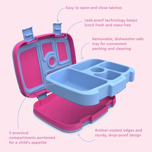 Bentgo Kids Prints Leak-Proof, 5-Compartment Bento-Style Kids Lunch Box - Ideal Portion Sizes for Ages 3-7, Durable, Drop-Proof, Dishwasher Safe, & Made with BPA-Free Materials (Puppy Love)