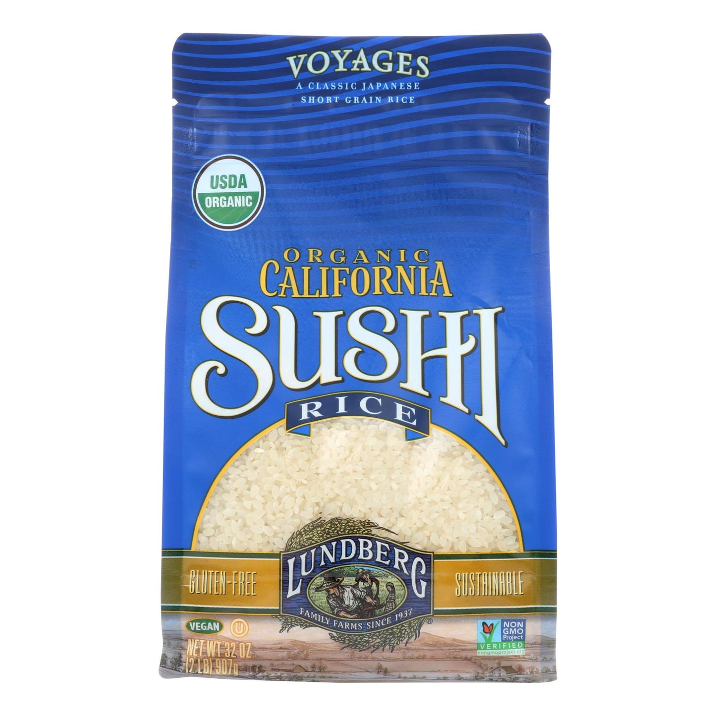 Lundberg Family Farms Organic Sushi White Rice - Case Of 6 - 2 Lb.