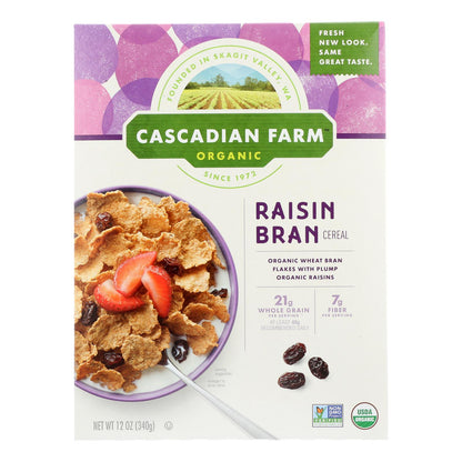 Cereal orgánico Cascadian Farm - Salvado de pasas - Caja de 10 - 12 Oz