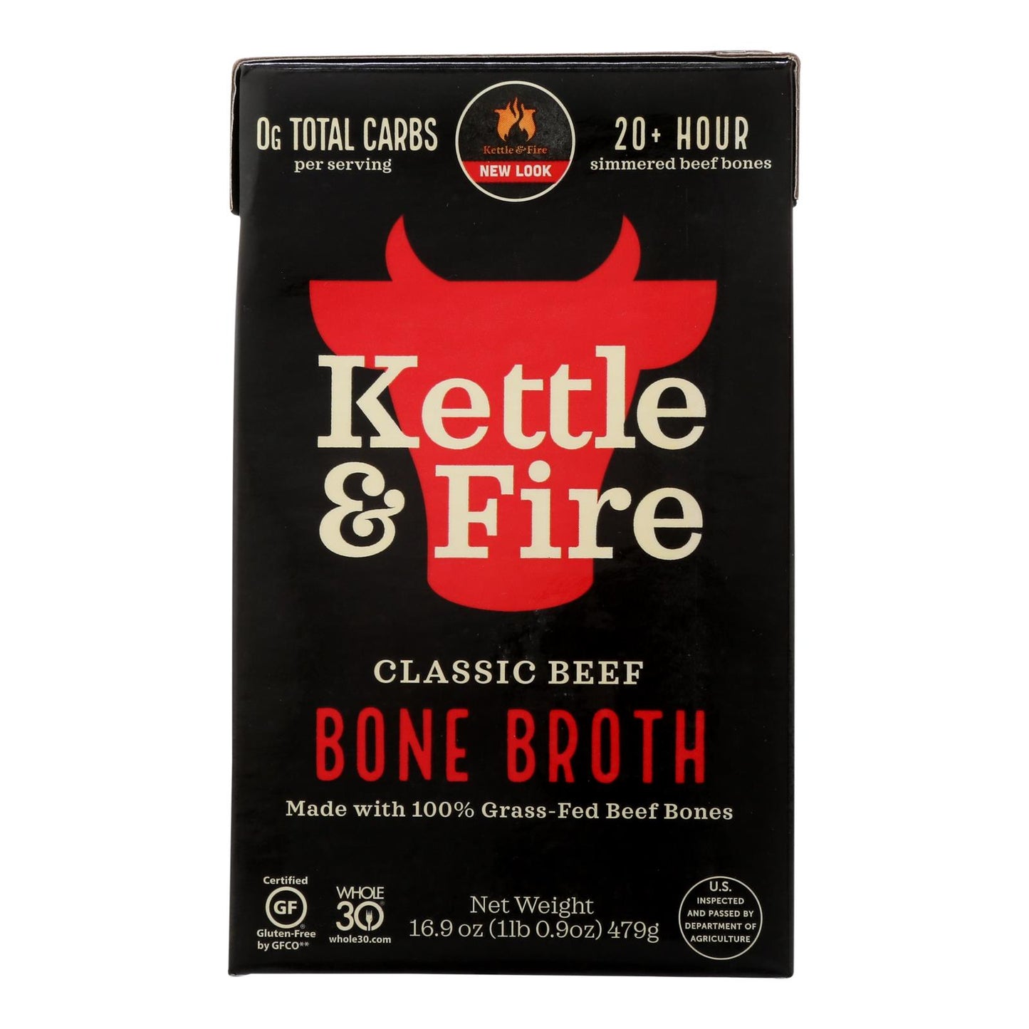 Caldo de hueso de res Kettle &amp; Fire - Caja de 6 - 16.9 oz