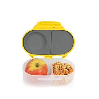 b.box Snack Box for Kids & Toddlers: 2 Compartment Snack Containers, Mini Bento Box, Lunch Box. Leak Proof, BPA free, Dishwasher safe. School Supplies. Ages 4 months+ (Lemon Sherbet, 12oz capacity)