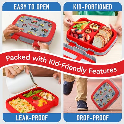 Bentgo Kids Prints Leak-Proof, 5-Compartment Bento-Style Kids Lunch Box - Ideal Portion Sizes for Ages 3-7, Durable, Drop-Proof, Dishwasher Safe, & Made with BPA-Free Materials (Puppy Love)