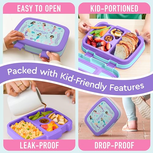 Bentgo Kids Prints Leak-Proof, 5-Compartment Bento-Style Kids Lunch Box - Ideal Portion Sizes for Ages 3-7, Durable, Drop-Proof, Dishwasher Safe, & Made with BPA-Free Materials (Puppy Love)