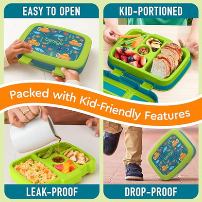 Bentgo Kids Prints Leak-Proof, 5-Compartment Bento-Style Kids Lunch Box - Ideal Portion Sizes for Ages 3-7, Durable, Drop-Proof, Dishwasher Safe, & Made with BPA-Free Materials (Puppy Love)