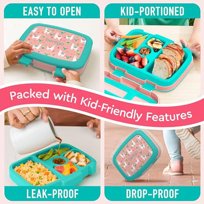 Bentgo Kids Prints Leak-Proof, 5-Compartment Bento-Style Kids Lunch Box - Ideal Portion Sizes for Ages 3-7, Durable, Drop-Proof, Dishwasher Safe, & Made with BPA-Free Materials (Puppy Love)