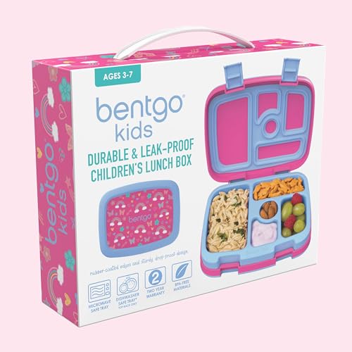 Bentgo Kids Prints Leak-Proof, 5-Compartment Bento-Style Kids Lunch Box - Ideal Portion Sizes for Ages 3-7, Durable, Drop-Proof, Dishwasher Safe, & Made with BPA-Free Materials (Puppy Love)