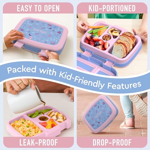 Bentgo Kids Prints Leak-Proof, 5-Compartment Bento-Style Kids Lunch Box - Ideal Portion Sizes for Ages 3-7, Durable, Drop-Proof, Dishwasher Safe, & Made with BPA-Free Materials (Puppy Love)