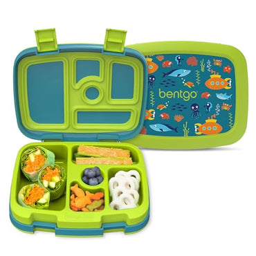 Bentgo Kids Prints Leak-Proof, 5-Compartment Bento-Style Kids Lunch Box - Ideal Portion Sizes for Ages 3-7, Durable, Drop-Proof, Dishwasher Safe, & Made with BPA-Free Materials (Puppy Love)