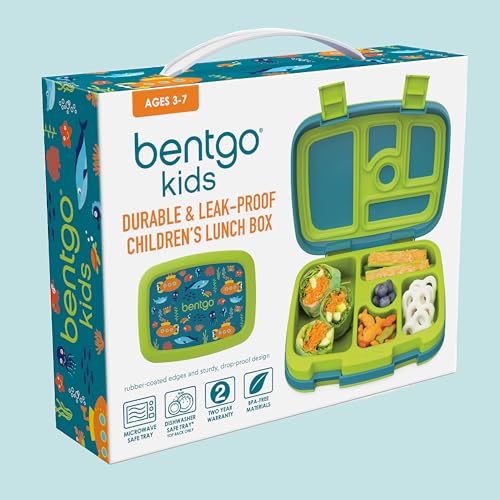 Bentgo Kids Prints Leak-Proof, 5-Compartment Bento-Style Kids Lunch Box - Ideal Portion Sizes for Ages 3-7, Durable, Drop-Proof, Dishwasher Safe, & Made with BPA-Free Materials (Puppy Love)