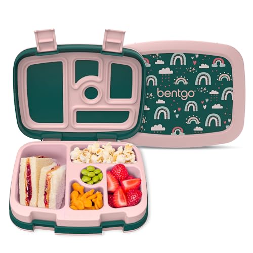 Bentgo Kids Prints Leak-Proof, 5-Compartment Bento-Style Kids Lunch Box - Ideal Portion Sizes for Ages 3-7, Durable, Drop-Proof, Dishwasher Safe, & Made with BPA-Free Materials (Puppy Love)