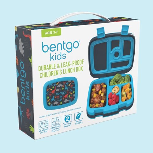 Bentgo Kids Prints Leak-Proof, 5-Compartment Bento-Style Kids Lunch Box - Ideal Portion Sizes for Ages 3-7, Durable, Drop-Proof, Dishwasher Safe, & Made with BPA-Free Materials (Puppy Love)