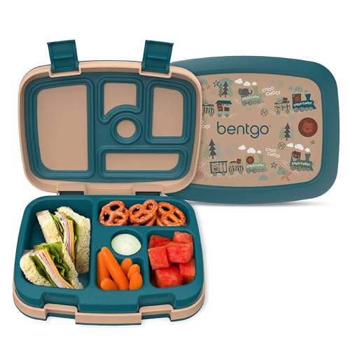 Bentgo Kids Prints Leak-Proof, 5-Compartment Bento-Style Kids Lunch Box - Ideal Portion Sizes for Ages 3-7, Durable, Drop-Proof, Dishwasher Safe, & Made with BPA-Free Materials (Puppy Love)