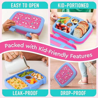 Bentgo Kids Prints Leak-Proof, 5-Compartment Bento-Style Kids Lunch Box - Ideal Portion Sizes for Ages 3-7, Durable, Drop-Proof, Dishwasher Safe, & Made with BPA-Free Materials (Puppy Love)