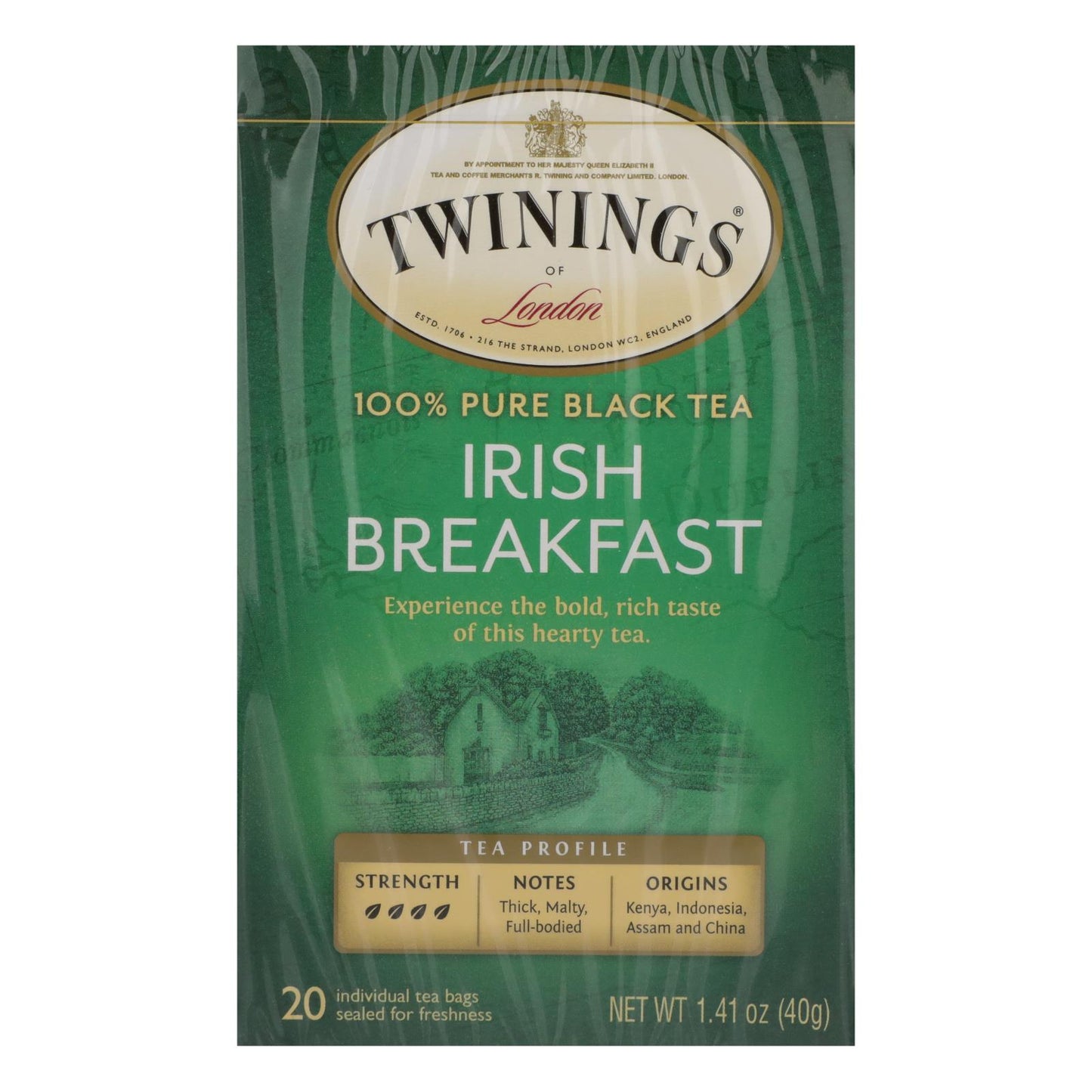 Té de desayuno Twinings Tea - Irlandés - Caja de 6 - 20 bolsas