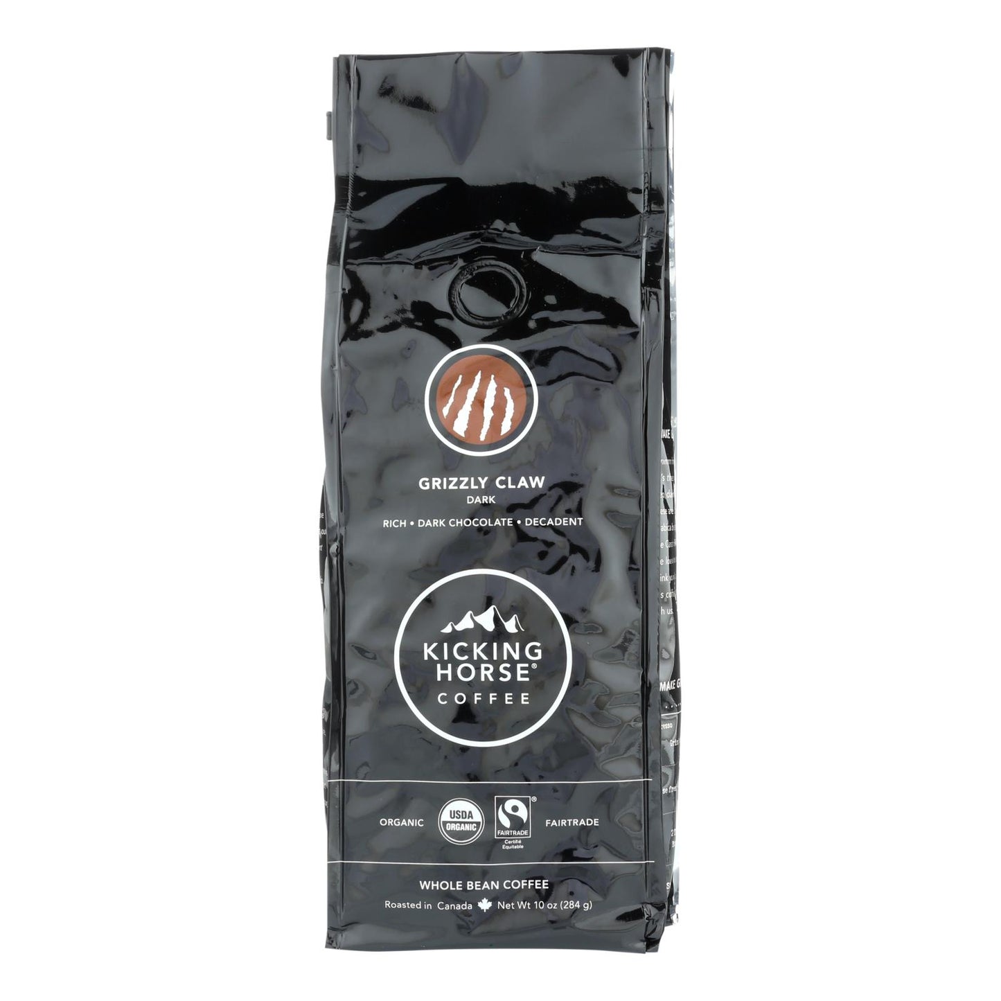 Café Kicking Horse - Orgánico - Grano entero - Garra Grizzly - Tostado oscuro - 10 Oz - Caja de 6