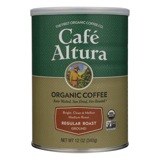 Cafe Altura - Café molido orgánico - Tostado regular - Caja de 6 - 12 oz.