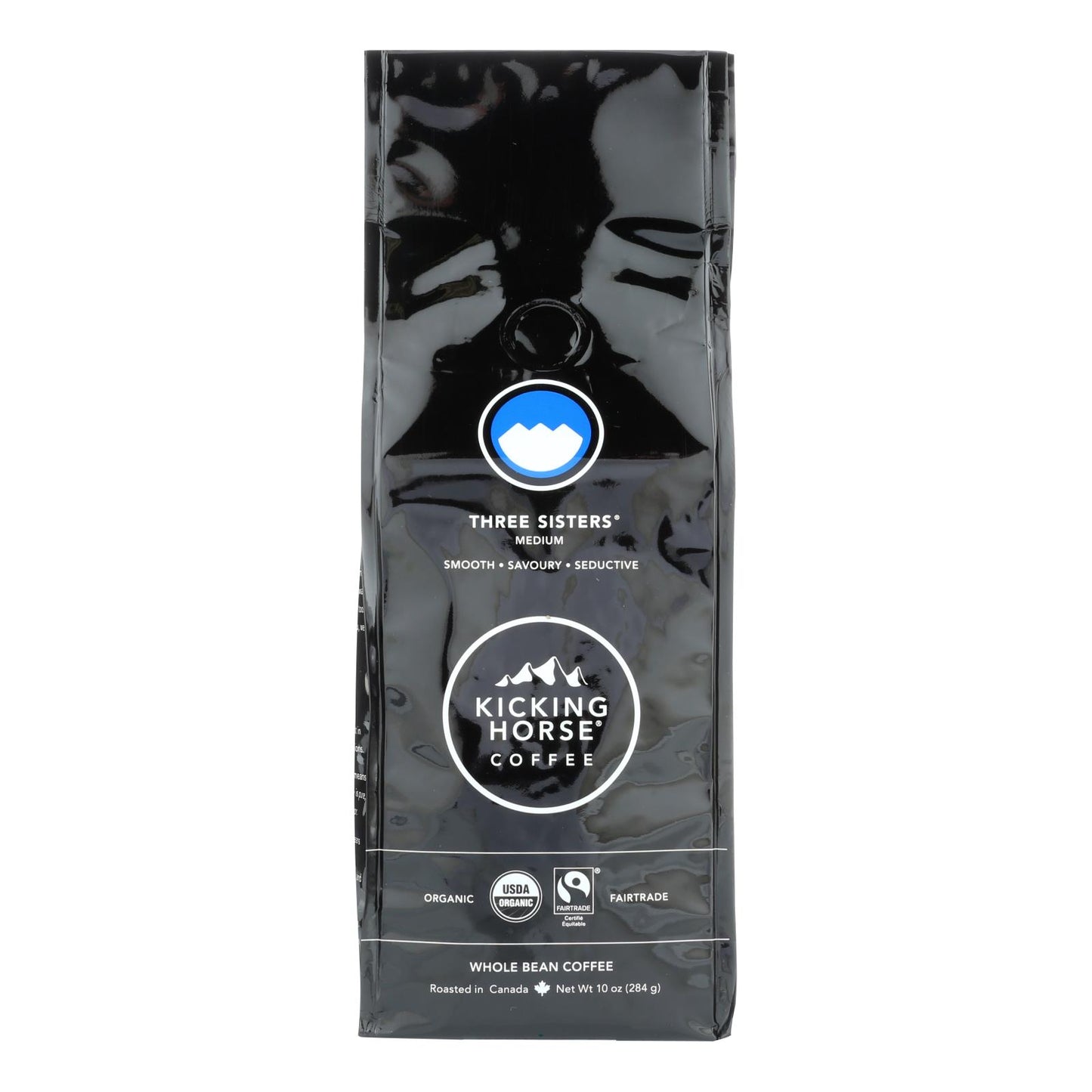 Café Kicking Horse - Orgánico - Grano entero - Tres hermanas - Tostado medio - 10 oz - Caja de 6