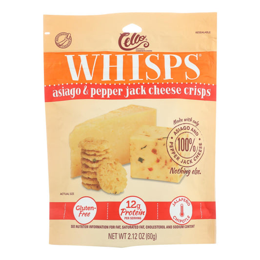 Cello - Whisps - Asiago And Pepper Jack Cheese Crisps - Case Of 12 - 2.12 Oz.