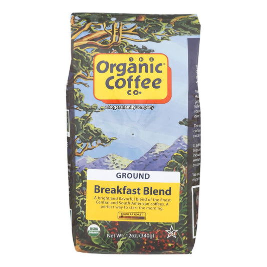 Café molido Organic Coffee Company - Mezcla de desayuno - Caja de 6 - 12 oz.