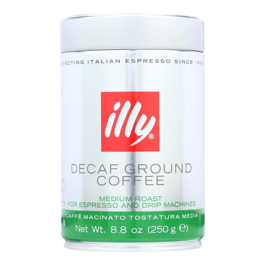 Café Illy Caffe - Espresso y goteo - Molido - Tostado medio - Descafeinado - 8.8 oz - Caja de 6