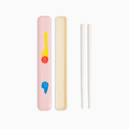 TAKENAKA POKETO x Limited Model, Pool color, Perfect for Lunch Bento Time, Made in Japan ((POKETO Chopsticks and case (Ivory))