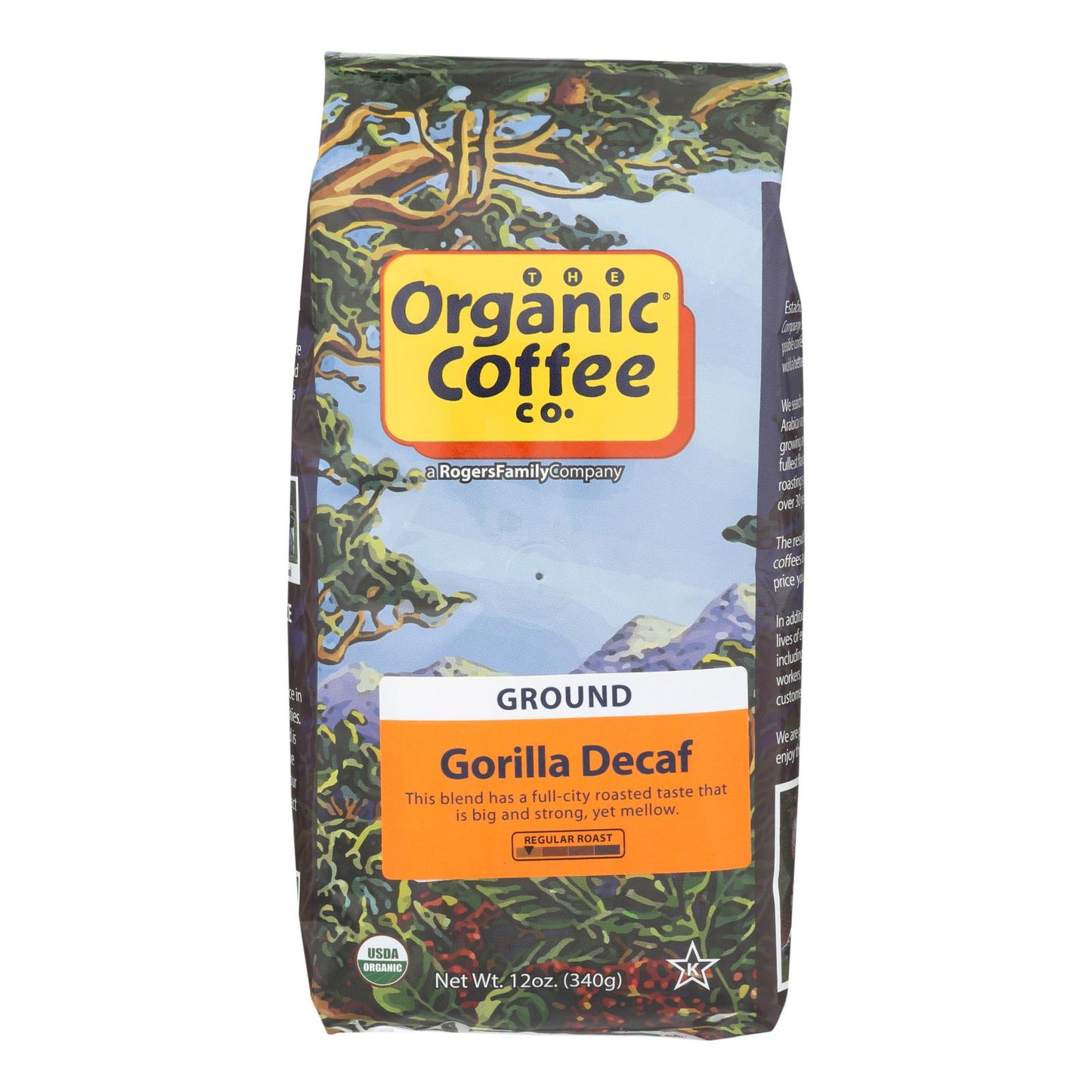 Organic Coffee Company Occ Gorilla Descafeinado Molido, Tostado Regular - Caja de 6 - 12 Oz