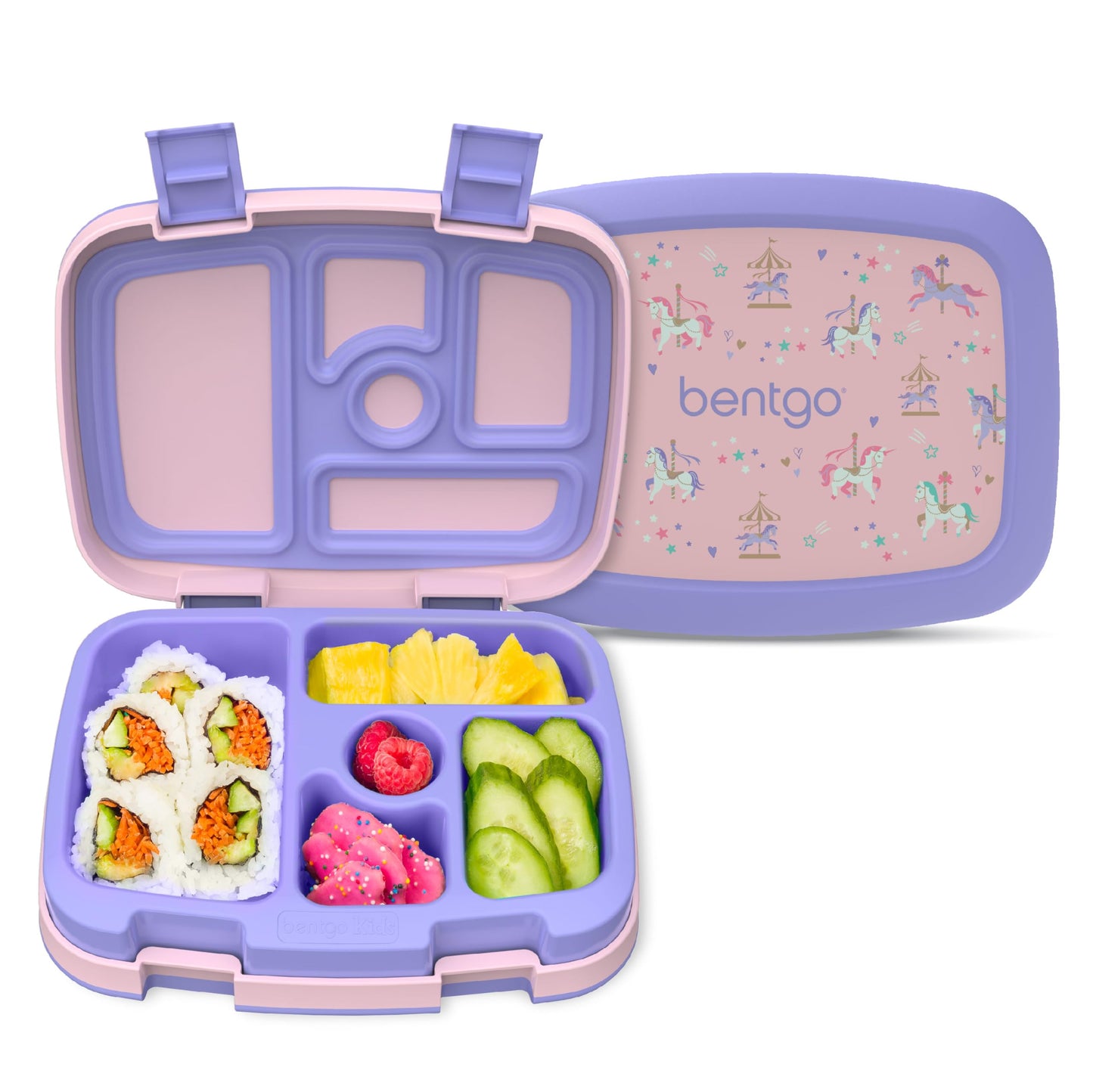 Bentgo Kids Prints Leak-Proof, 5-Compartment Bento-Style Kids Lunch Box - Ideal Portion Sizes for Ages 3-7, Durable, Drop-Proof, Dishwasher Safe, & Made with BPA-Free Materials (Puppy Love)