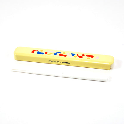 TAKENAKA POKETO x Limited Model, Pool color, Perfect for Lunch Bento Time, Made in Japan ((POKETO Chopsticks and case (Ivory))