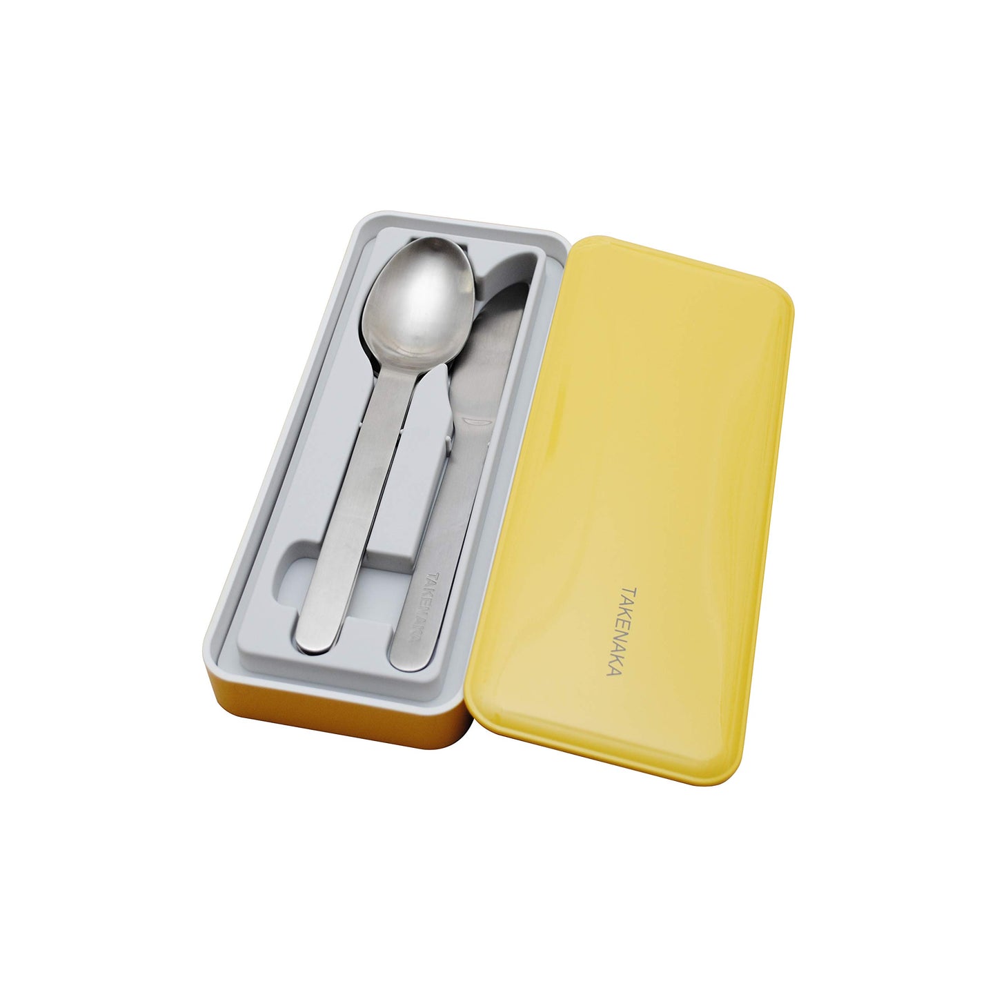 TAKENAKA CUTLERY CASE A set of Fork, Knife, and Spoon, Eco-Friendly Lunch Accessory, Made in Japan, Bento Box (Lemon Zest)