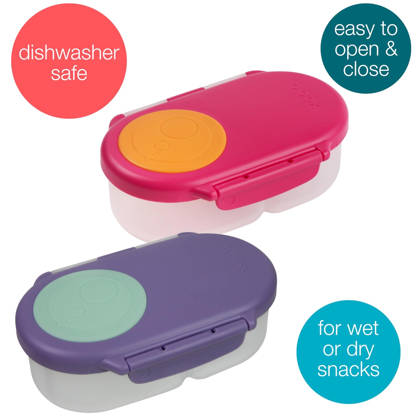 b.box Snack Box for Kids & Toddlers: 2 Compartment Snack Containers, Mini Bento Box, Lunch Box. Leak Proof, BPA free, Dishwasher safe. School Supplies. Ages 4 months+ (Lemon Sherbet, 12oz capacity)