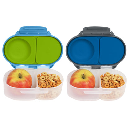 b.box Snack Box for Kids & Toddlers: 2 Compartment Snack Containers, Mini Bento Box, Lunch Box. Leak Proof, BPA free, Dishwasher safe. School Supplies. Ages 4 months+ (Lemon Sherbet, 12oz capacity)