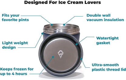 Asobu Vacuum Insulated Ice Cream Pint Cooler Keeps