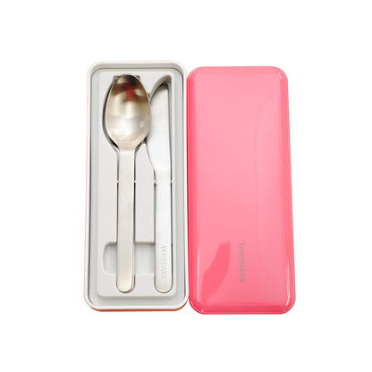 TAKENAKA CUTLERY CASE A set of Fork, Knife, and Spoon, Eco-Friendly Lunch Accessory, Made in Japan, Bento Box (Lemon Zest)