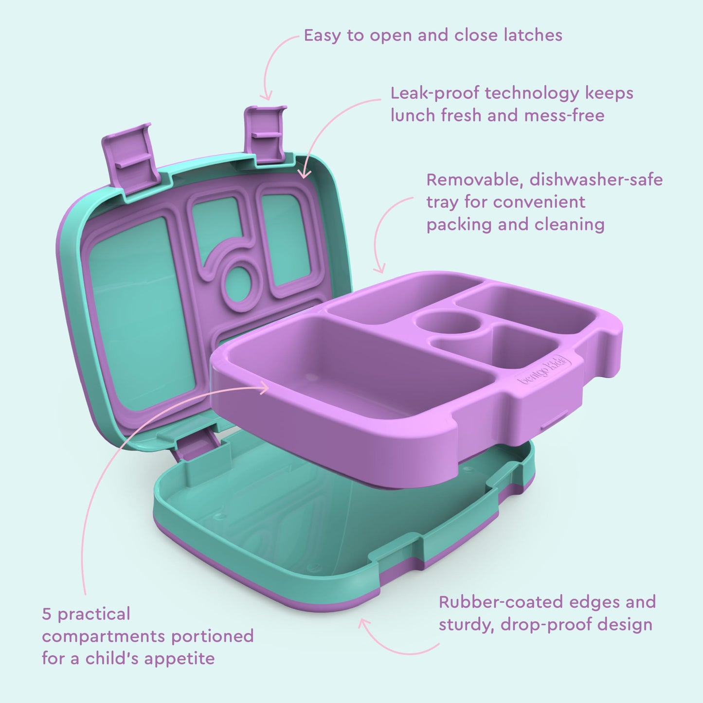 Bentgo Kids Prints Leak-Proof, 5-Compartment Bento-Style Kids Lunch Box - Ideal Portion Sizes for Ages 3-7, Durable, Drop-Proof, Dishwasher Safe, & Made with BPA-Free Materials (Puppy Love)