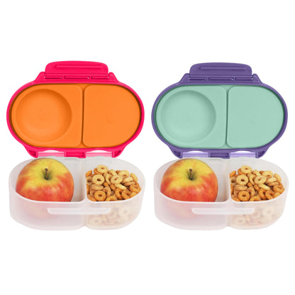 b.box Snack Box for Kids & Toddlers: 2 Compartment Snack Containers, Mini Bento Box, Lunch Box. Leak Proof, BPA free, Dishwasher safe. School Supplies. Ages 4 months+ (Lemon Sherbet, 12oz capacity)