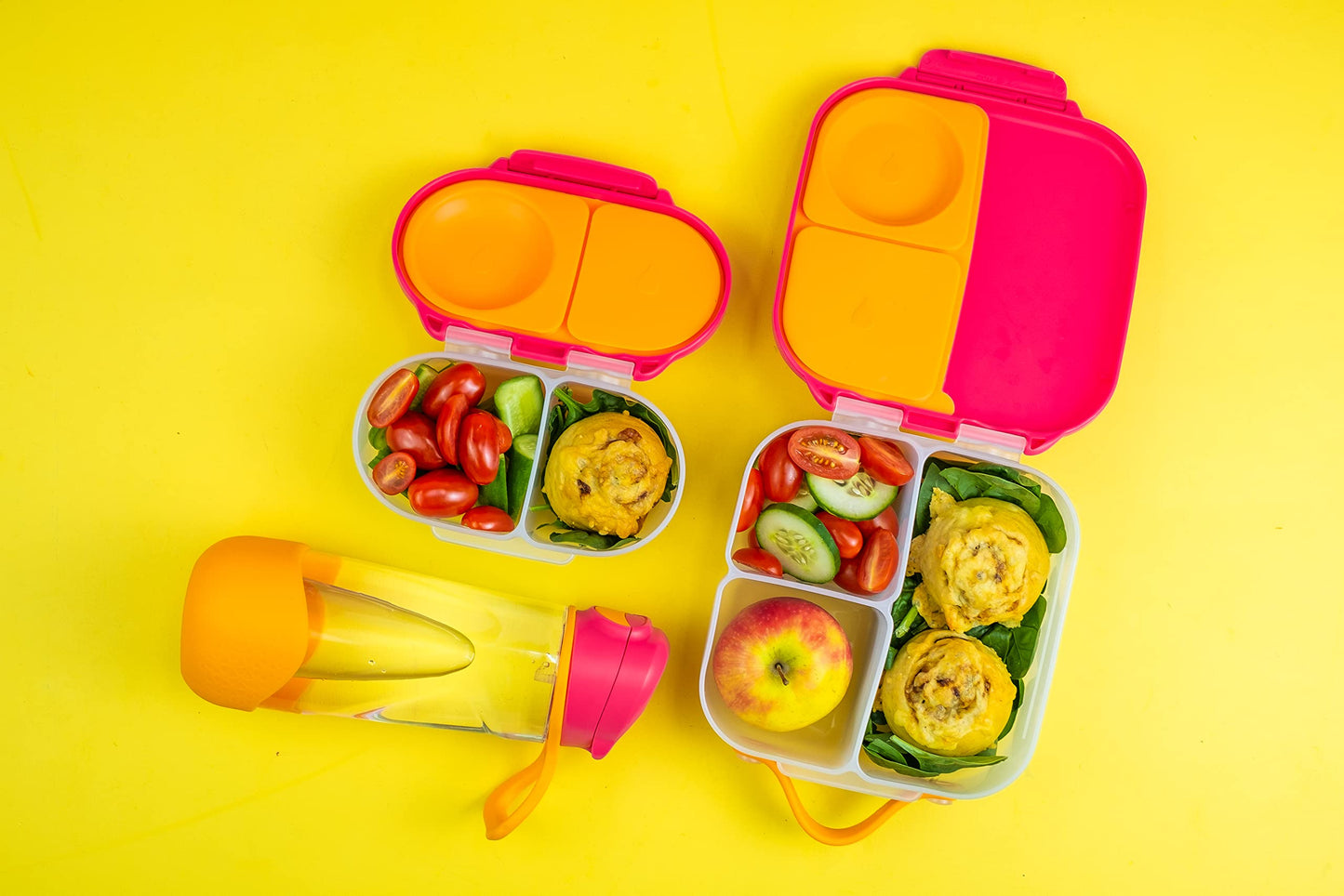 b.box Snack Box for Kids & Toddlers: 2 Compartment Snack Containers, Mini Bento Box, Lunch Box. Leak Proof, BPA free, Dishwasher safe. School Supplies. Ages 4 months+ (Lemon Sherbet, 12oz capacity)