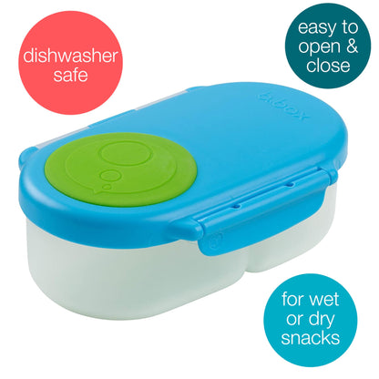 b.box Snack Box for Kids & Toddlers: 2 Compartment Snack Containers, Mini Bento Box, Lunch Box. Leak Proof, BPA free, Dishwasher safe. School Supplies. Ages 4 months+ (Lemon Sherbet, 12oz capacity)