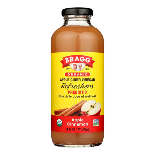 Bragg - Vinagre de sidra de manzana Refresco de canela y manzana - Caja de 12-16 Fz